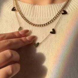 Double layers big heart Necklace