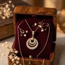 Multiple circles diamond with gold Necklace